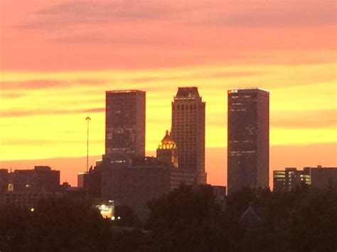 Tulsa skyline at sunset. | Skyline, Seattle skyline, Sunset