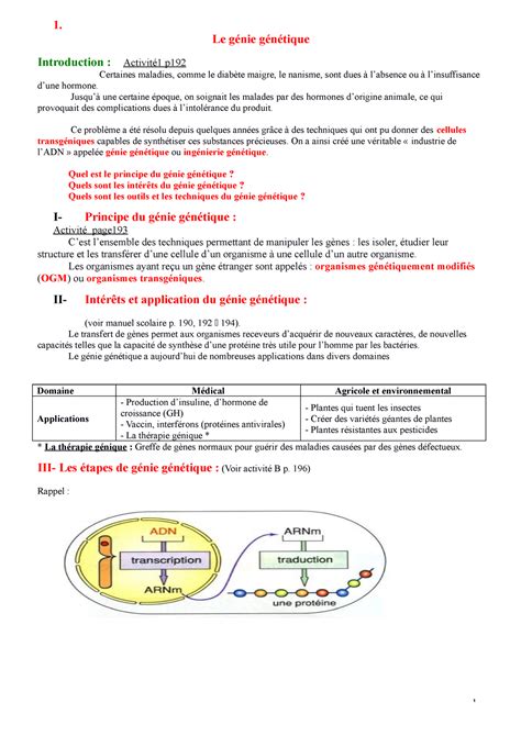 3 Le génie génétique cours 3eme sciences 1 Le génie génétique