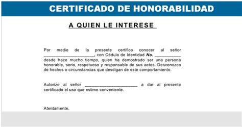 Certificado De Honorabilidad Word Hot Sex Picture