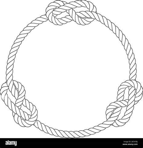 Round Rope Frame With Knots Simple Style Line Rope Marine Border