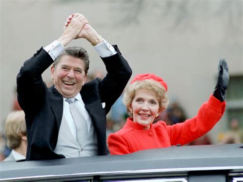 Ronald Reagan And His Wife Nancy During The Inaugural Parade For Reagan