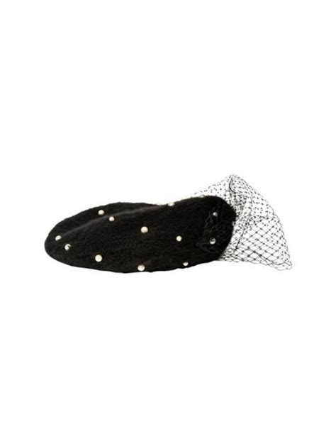 Jennifer Behr Pearl Embellished Voilette Beret Reversible