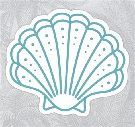 Turquoise Teal Blue Seashell Sticker Modern Style Glen Teal Blue