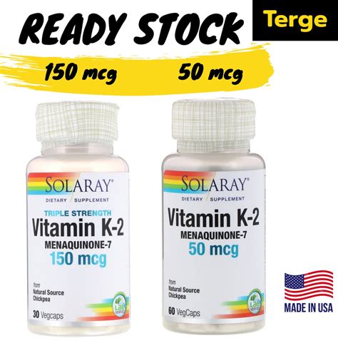 Jual Solaray Vitamin K 2 Vit K2 MK7 Menaquinone 7 50 150 Mcg Vegan