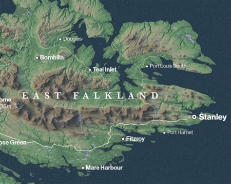 Exaggerated Topographic Map Of Falkland Islands Maps On The Web