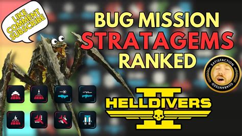 Every Stratagem Ranked For Bug Missions Lvl Helldivers Youtube