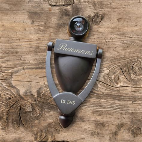 Personalized Metal Door Knocker With Peephole Engraved Name And Date Etsy