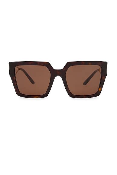 Dolce Gabbana Square Sunglasses In Havana Gold Fwrd