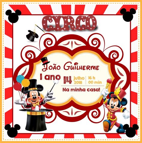 Arte Convite Digital Mickey Circo R Em Mercado Livre