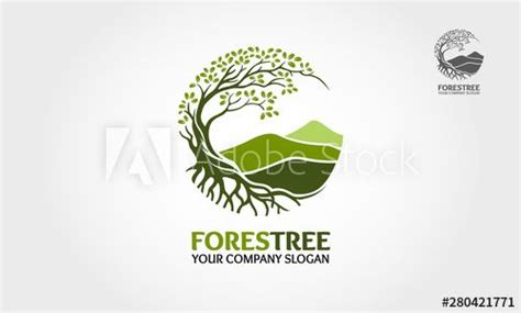 Forest Tree Vector Logo Tree And Mountain Vector Design Elements