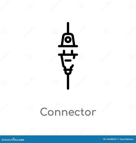 Outline Connector Vector Icon Isolated Black Simple Line Element