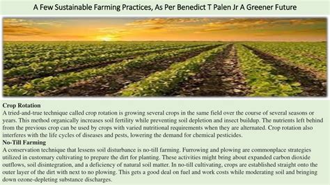 PPT A Few Sustainable Farming Practices As Per Benedict T Palen Jr A