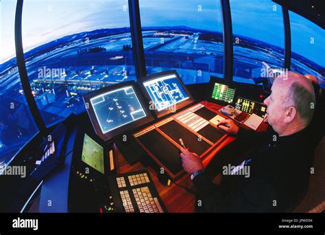 ATC-controller at radar screen with microphone and control strips in Stock Photo: 151764527 - Alamy