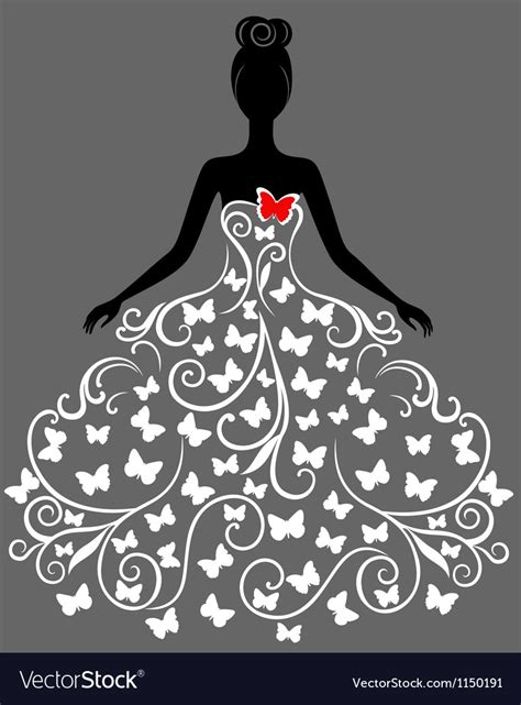 Silhouette Of Young Woman In Dress Royalty Free Vector Image