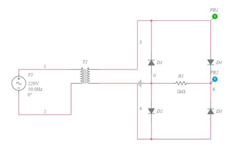 Full Wave Bridge Rectifier Multisim Live