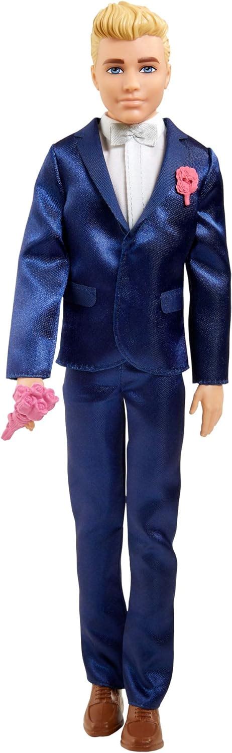 Barbie Ken poupée Marié en costume de mariage bleu satiné avec nœud