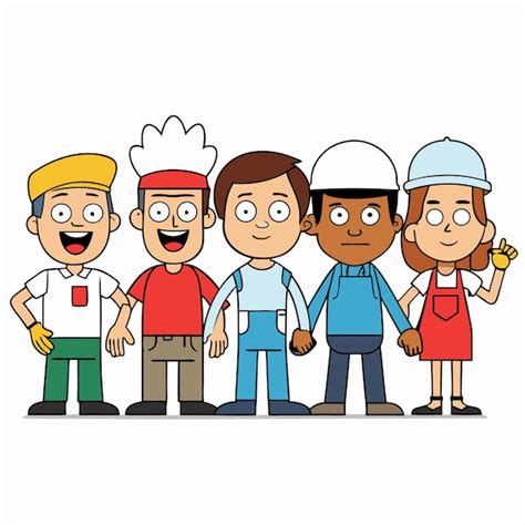 Happy Labor Day Diverse Workforce Cartoon Characters Vector