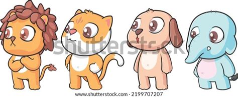 Cute Animals Chibi Character Illustration File Stock Vector (Royalty ...