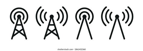 Radio Tower Icon Set Radio Tower Stock Vector Royalty Free 1861432360