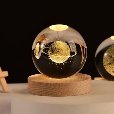 Veilleuse Boule de Cristal OEMG 3D Lumière Chaude LED en Verre avec