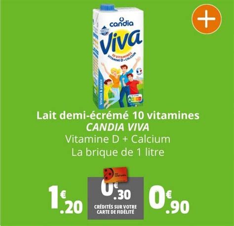 Promo Lait demi écrémé 10 vitamines CANDIA VIVA chez Coccinelle Supermarché