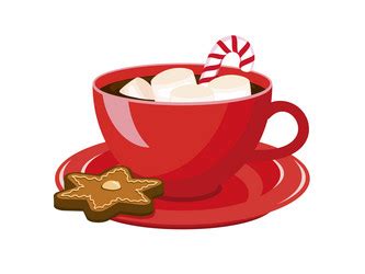 Red Mug Of Hot Chocolate With Cinnamon Royalty Free Vector