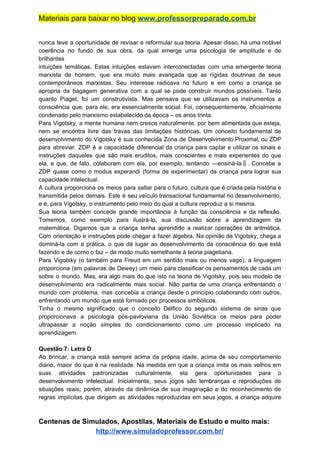 Simulado Comentado Vigotsky PDF