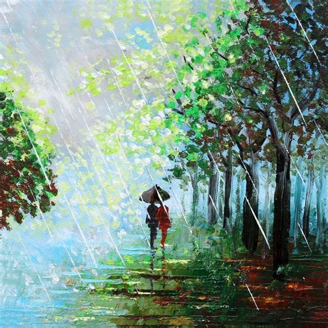 Lovers in the rain Painting | Canvas painting landscape, Painting ...