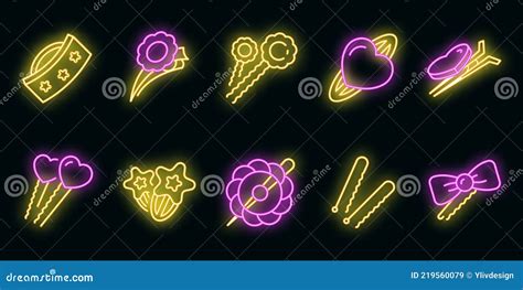 Barrettepictogrammen Instellen Vectorneon Vector Illustratie