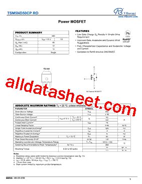 TSM5ND50CPRO Datasheet PDF VBsemi Electronics Co Ltd