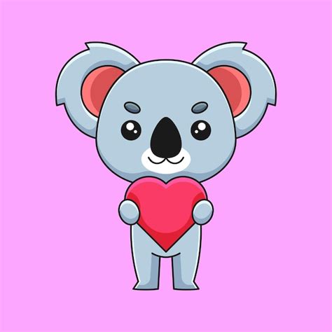 Premium Vector Cute Koala Holding Love Hearth Cartoon Doodle Art Hand Drawn Concept Vector