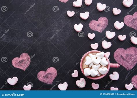 Cup of Hot Chocolate with a Heart Shaped Marshmallow. Stock Image - Image of shaped, february ...