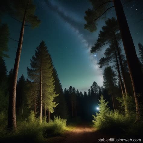 inside the wild forest in the night miles away from the civilizations ...