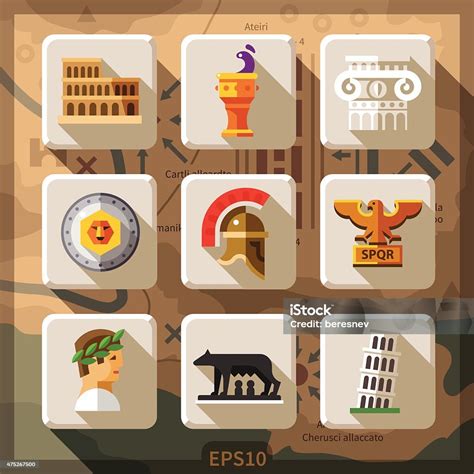 roman empire icon set stock illustration  image  roman
