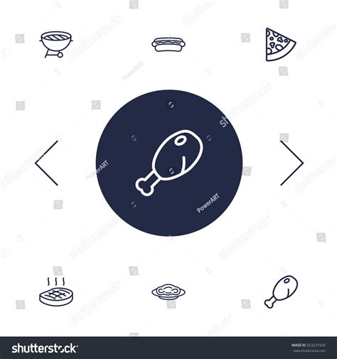 Set Food Outline Icons Setcollection Stock Vector Royalty Free