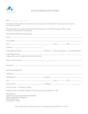 Eft Authorization Form Eiu Fill And Sign Printable Template Online