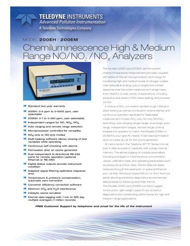 Analyzers For Nitrogen Compounds E Teledyne Api Pdf Catalogs