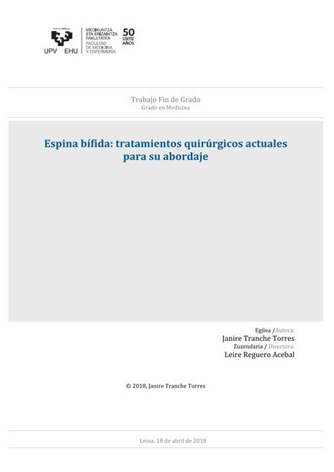 PDF Espina bífida tratamientos quirúrgicos actuales para su