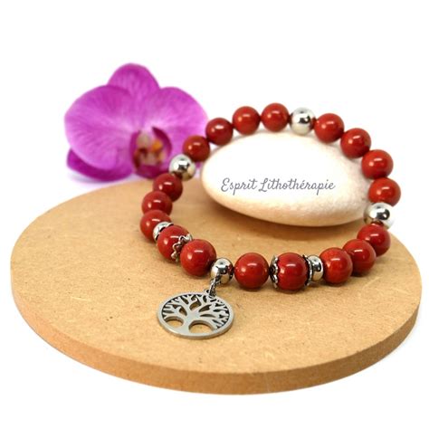 Bracelet En Jaspe Rouge Pierre Naturelle Esprit Lithoth Rapie