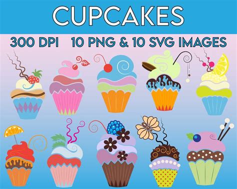 Bright Cute Cupcakes Clipart Svg Clipart Food Clip Art Chocolate