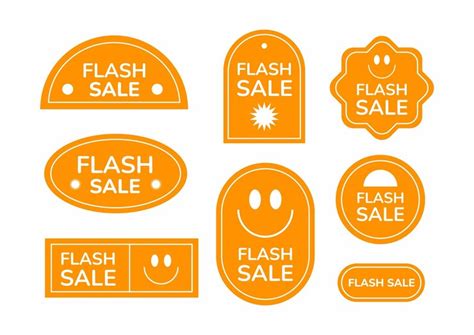 Premium Vector | A set of orange labels with flash sale and a happy ...