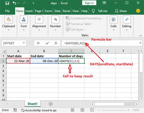 How To Calculate Number Of Days Between Two Dates In Excel Without