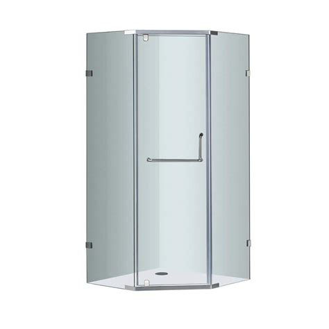 Vigo Gemini 47625 In X 7675 In Neo Angle Shower Enclosure In Brushed Nickel With Clear Glass