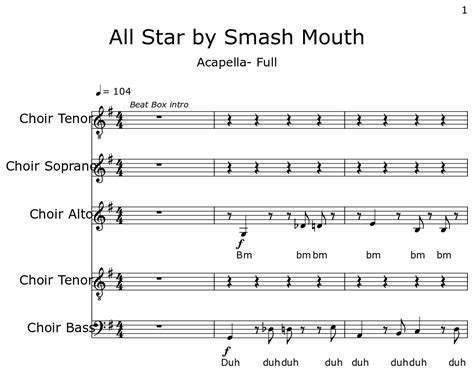 All Star By Smash Mouth Sheet Music For Choir Tenor