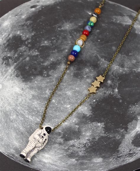 Astronaut Necklace Solar System Necklace Planet Necklace Etsy