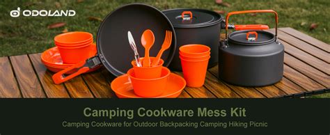 Amazon Odoland Pcs Camping Cookware Mess Kit Non Stick