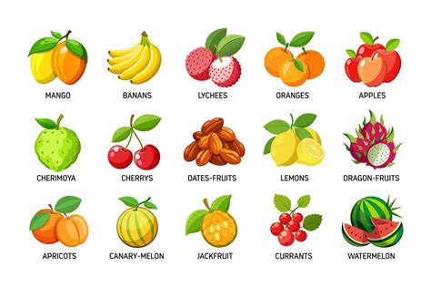 Set of Common fruits illustration 45860284 Vector Art at Vecteezy