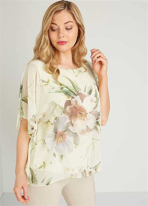 Roman Originals Floral Chiffon Overlayer Top Floral Chiffon Fashion