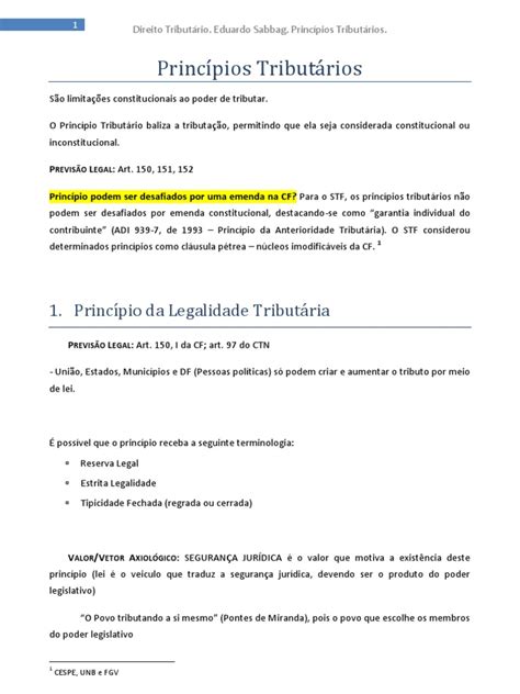 Direito Tributário Eduardo Sabbag Princípios Tributários Pdf Lei