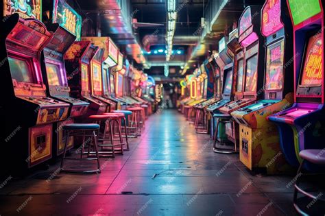 Premium Photo Fluorescent Glow In Vintage Arcades